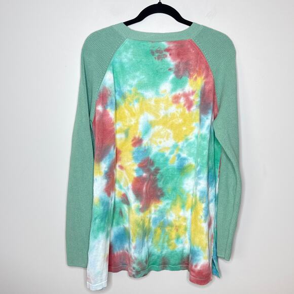 LOGO by Lori Goldstein‎ Charlie Hand Tie-Dyed High-Low Sweater XL Raglan Sleeve - Picture 5 of 8